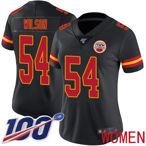Women Kansas City Chiefs 54 Wilson Damien Limited Black Rush Vapor Untouchable 100th Season Nike NFL Jersey